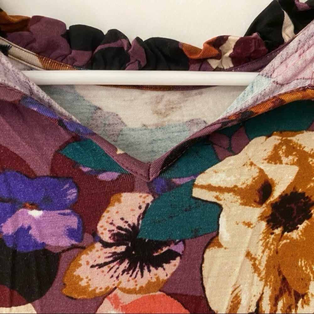 Cable & Gauge Floral Print Women's Top - Multicolor with Bell Sleeves si… - Picture 3 of 10